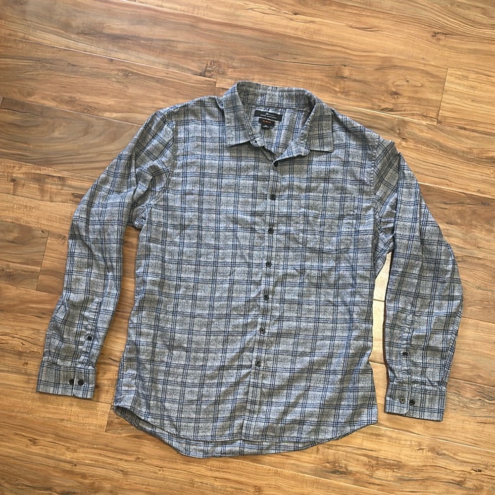 Marc Anthony Gray & Blue Slim Fit Button Down Shirt